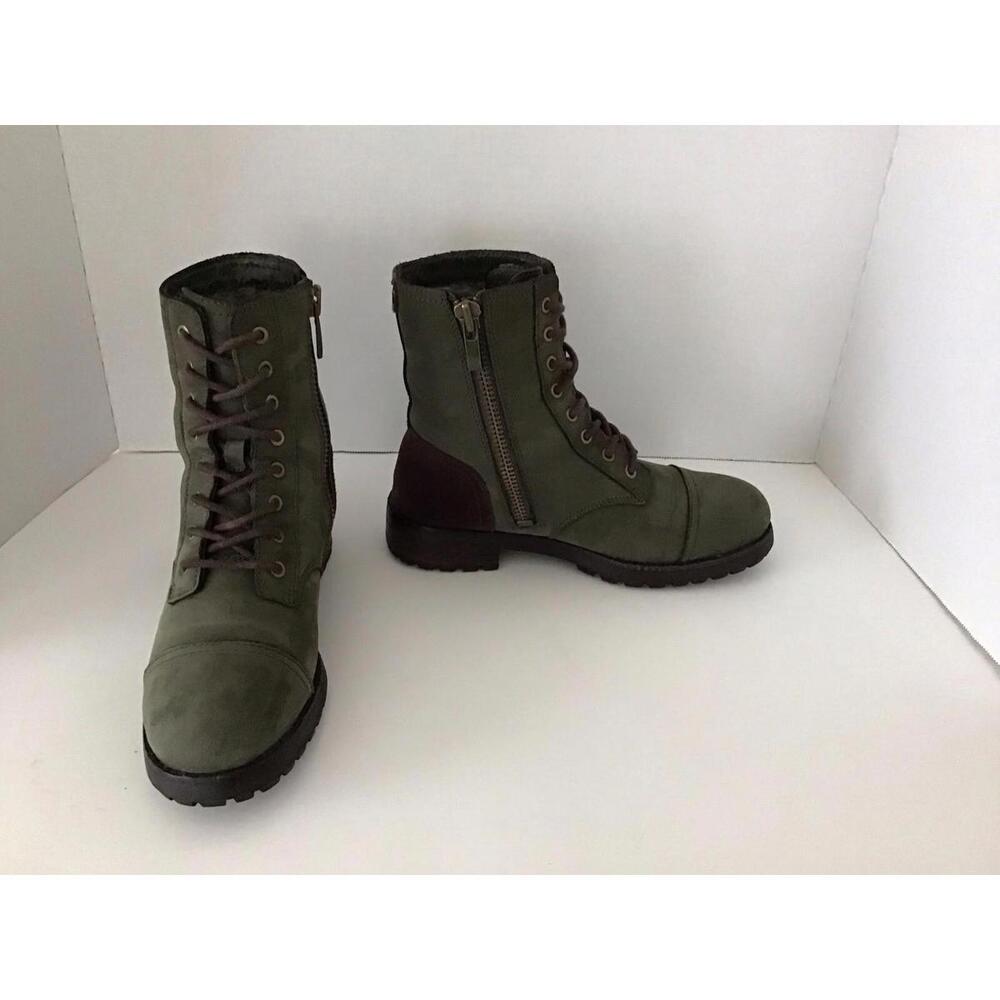 UGG Kilmer Green Leather Lace Up Combat/ Military Style Boots Women's Size 7 - Picture 5 of 9